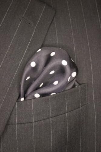 Royal Silk Polka Dot Pocket Square - 17" Handkerchief - 12mm Silk Twill - 100% Silk - color: Black