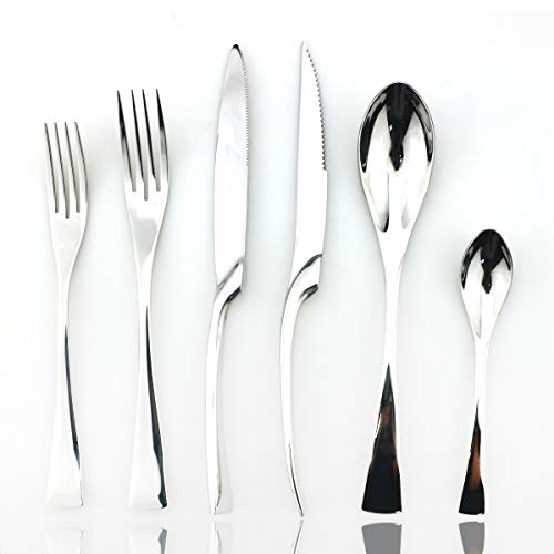 JASHII 18/0 Stainless Steel 24 Piece Mirror Polished Silver Flatware Set,Dinner Knife Steak Knife Salad Fork Dessert Coffee Spoon，Service for 4 ，Silverware Utensil Sets - color: 24pcs/4-set