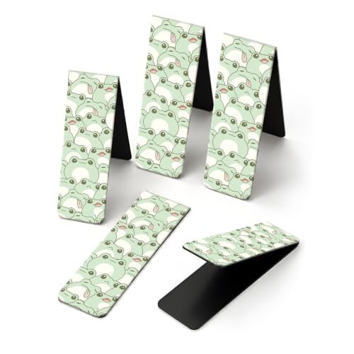 5 Pieces Magnetic Bookmarks, Cute Magnet Bookmark Clips, Colorful Page Markers for Books, Reading Supplies for Book Lovers, Women and Men Cute Green Frog - color: Cute Green Frog