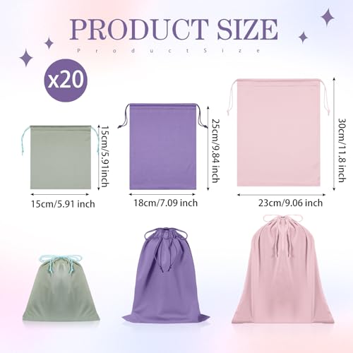 20 Pcs Satin Game Storage Bags for Women Men, S,M,L, Light Color - color: Light Color, size: S,M,L
