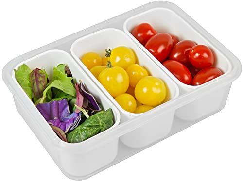 carrotez 3 Compartment Food Container - 4.64 Cup (1100ml) - color: White, size: 3 Compartment (4.6 Cup)