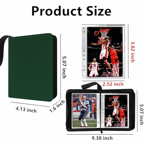 Mini Card Binder 1-Pocket - Super Lightweight Zipper Binder Holds 80+ Trading Cards, Top Loading Collectible Album for TCG, MTG, Sports & Game Cards, Portable Gift for Girls & Collectors (Green) - color: Green