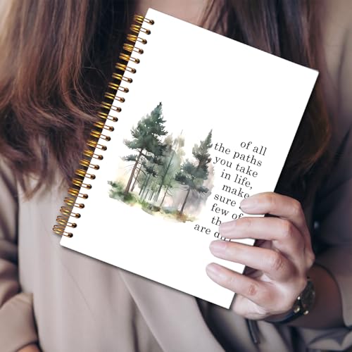 JINYO Adventure Camping Notebook, Inspirational Travel Hiking Notebooks for Note Taking, Camping Lover Gifts Journals for Writing, Hiking Gifts Journal Journaling, Spiral Notebook 5.5x8.3 Inch - color: white Camping Notebook