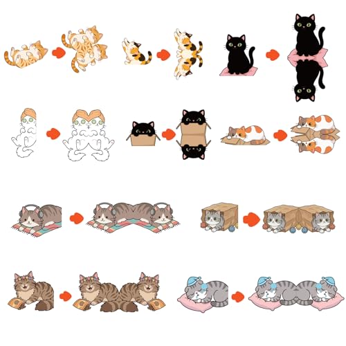 Cat Bookmark Bookmarks Set of 10 - Cozy Sleeping Kitty Page Clips with Relaxing Poses, Cute Book Accessories for Cat Lovers & Slow Living Fans - size: S-Sleeping Cat