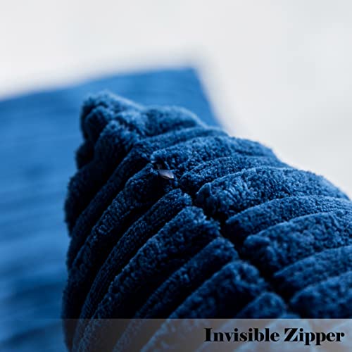 Kevin Textile Striped Corduroy 16”x16” Pillow Covers 2 Pack, Navy Blue - color: Navy Blue, size: 16" x 16" (Pack of 2)
