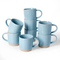 famiware Coffee Mugs Set of 8, 13 oz Mug Set, Ceramic Cup Set with Handle - color: Constellation- Ice Blue, size: 8 Count (Pack of 1)