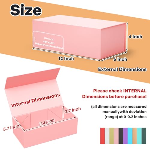 RYDDOY Pink Gift Box, 12x6x4'' Gift Boxes with Lids for Presents - color: Pink, size: 12 x 6 x 4 Inch
