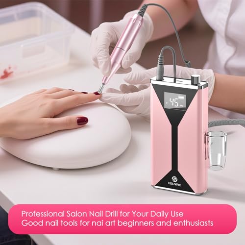 Professional Electric Nail Drill 45000RPM Cordless Nail File - color: Pink