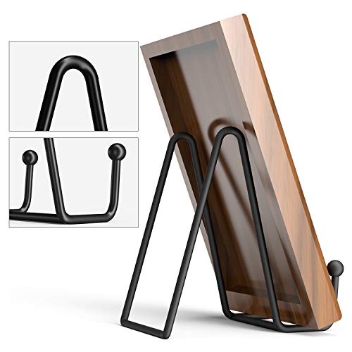 Decolore 4 Pack 4.5 Inch Black Display Stands Metal Plate Holder Display Stands for Picture, Decorative Plate, Book, Photo Easel, Artistic Work
