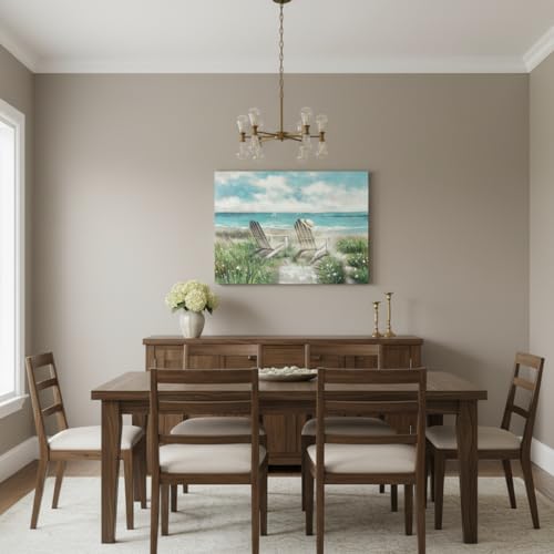 arttitue Beach Wall Art Canvas Picture: Coastal Chair Seascape Painting Decor Ocean Sea Scene Print Landscape Seaside Artwork for Living Room Bedroom Office 36 x 24 Inch - color: Beach Chair, size: 36"L x 24"W