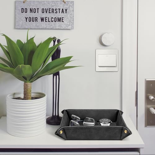 SITHON Valet Tray Desktop Storage Organizer Nightstand Caddy Holder - color: Black