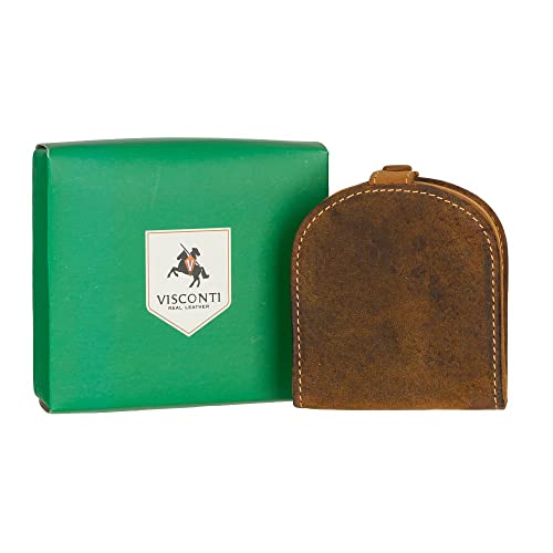 Visconti TRY-5 Smooth Soft Leather Coin Purse Pouch Tray/Money Change Holder (Tan) - color: Tan