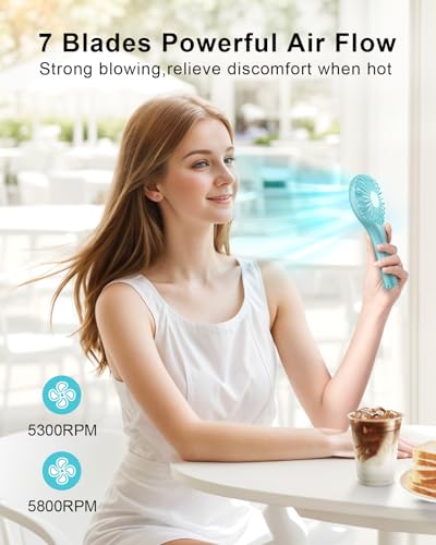 TriPole Portable Mini Handheld Fan, Rechargeable Small Personal Eyelash Fan - color: Blue