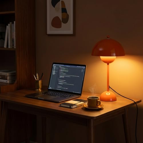 Creative Mid-Century Modern Bud Table Lamp for Home&Office, Pastel Orange - color: Pastel Orange