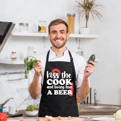 Funny Black Apron with Pockets for Man,Dad,Husband,Father in Law,Chef Daddy Women Grilling Apron BBQ Cooking Gifts - color: Apron-6
