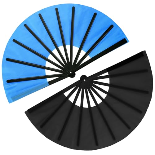 Maitys 2 Pack Foldable Fans for Rave Dancing,Fresh Color,Simple Pattern - color: Fresh Color, style: Simple Pattern
