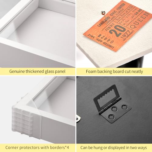 3x3 Mini Shadow Box Picture Frame with Real Glass and Linen Back - color: White + Thickened Panel + Foam Packaging, size: 3x3