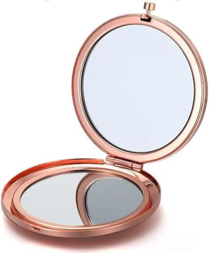 MIHAGUTY Magnifying Compact Mirror for Purses with 2 x 1x Magnification, Folding Mini Pocket Double Sided Travel Makeup Mirror,Perfect for Purse, Pocket Mirror for Gift (Rose Gold) - color: Rose Gold, size: 0"L x 0"W
