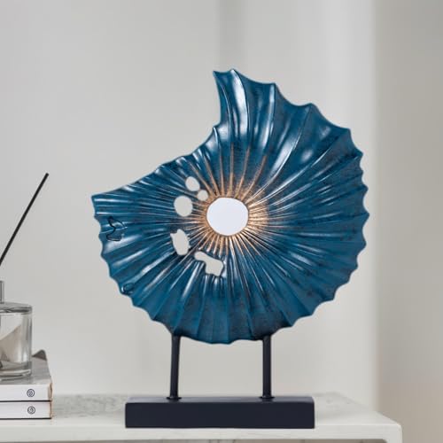 Unique Round Coin Sculpture Decorative Objects for Shelf Home Decor Accents, Modern Abstract Tabletop Decor Items for Living Room Fireplace Mantel, Above Cabinet (Blue L) - color: Blue L