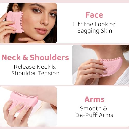 Lymphatic Contour Face Brush for Puffiness Relief & Jawline Sculpting, Soft Exfoliating Face Tool for Daily Skincare Routine, Gentle for Sensitive Skin
