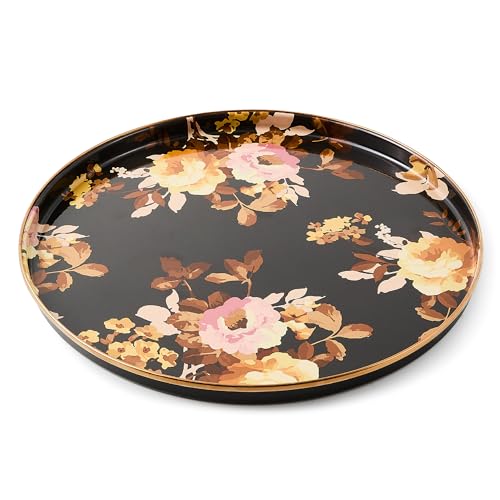 MACKENZIE-CHILDS Enamel Round Tray, Wild Rose Brown - color: Brown Wild Rose