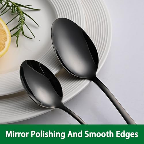 6.7 Inch Black Tea Spoon Set Of 8, Stainless Steel Dessert Spoons for Dining, Black Coffee Spoons For Cafe, Metal Small Spoons For Kitchen - color: Black