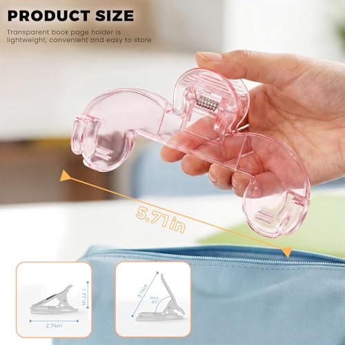 Transparent Book Page Holder for Reading, Large Book Clip, Pink - color: Pink
