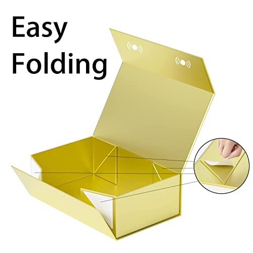 RYDDOY Gold Gift Box, 13.8x9.5x4.3'' Large Gift Boxes with Lids - color: Gold, size: 13.8 x 9.5 x 4.3 Inch