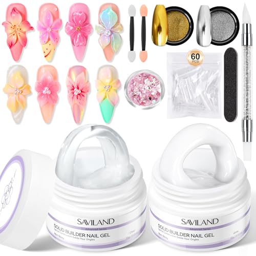 SAVILAND Non-Stick Solid Builder Nail Gel, Clear & White Sculpting Gel - color: Clear&White