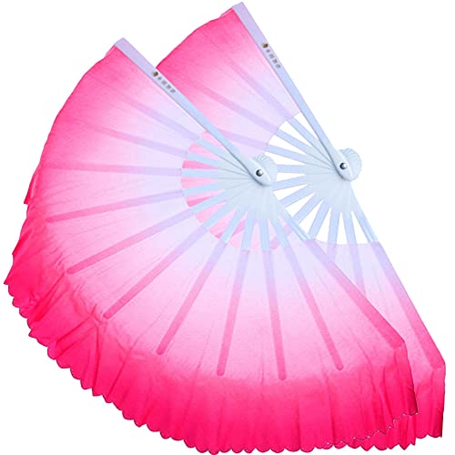 ZooBoo 2Pcs Traditional Chinese Folding Dance Fan - Elegant Taichi Kungfu Performance Accessory - color: Pink