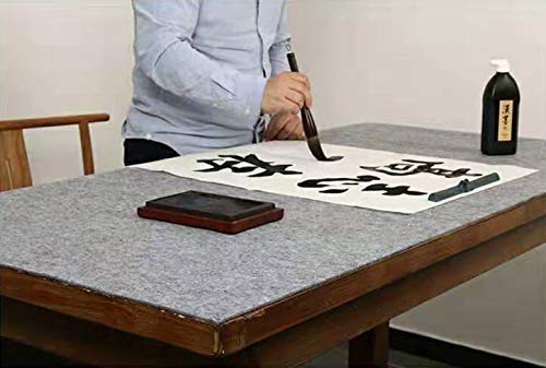 MEGREZ Calligraphy Felt Mat Ink Absorbent Sumi Writing Painting Desk Pad - color: Black, size: 19.6 x 27.5 inch