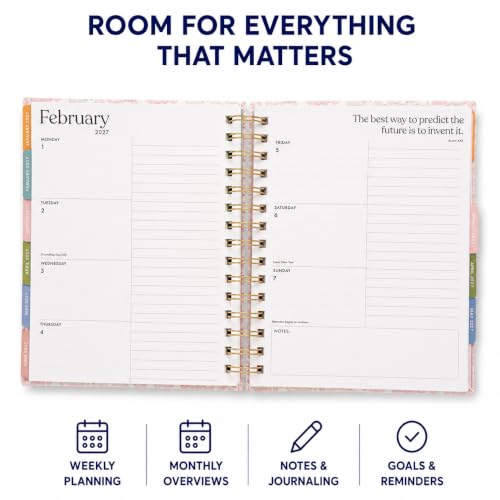 WORLD TRAVELER Academic Planner School Organizer Jul 2026-Dec 2027, 7"x9" - color: Pink Roses