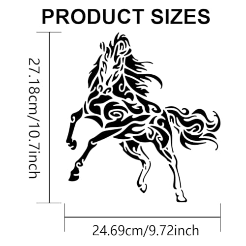 MAYJOYDIY Large Patterned Horse Stencil 11.811.8inch Square Mandala Template With Paint Brush - Reusable Running Horse Drawing Templates for Crafts, Wall Art, Furniture, Wood, Canvas - color: Patterned Horse