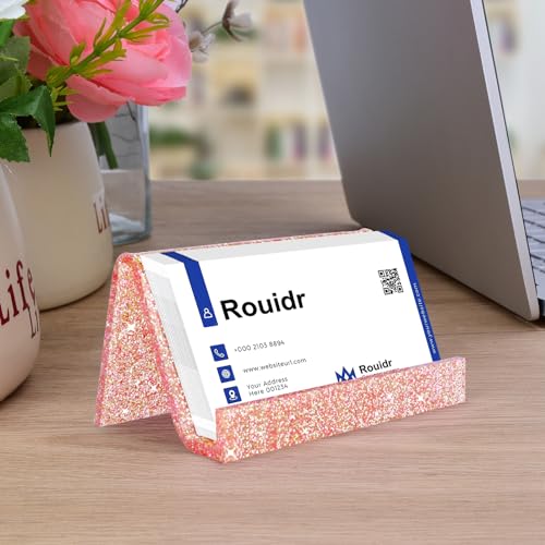 Rouidr 3 Pack Business Card Holder for Desk, Rose Gold - color: Rose Gold 3pcs