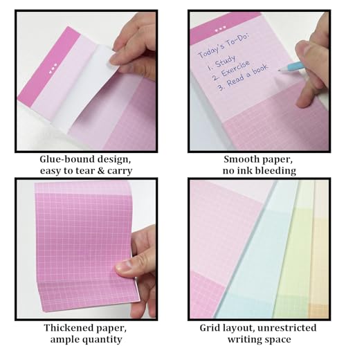 4 Pack Long Narrow Notepad 50 Sheets Grid Gradient - color: Gradient Color, Grid