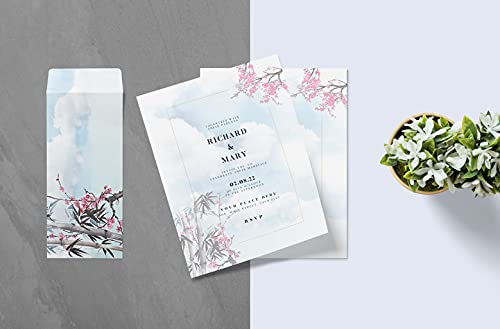 Better Office Products Japanese Watercolor Stationery Paper Set, 100 Piece Set (50 Sheets + 50 Matching Envelopes), Letter Size 8.5 x 11 inch, 9 Designs, Double Sided Printing Paper, - size: 8.5 x 11 Inch