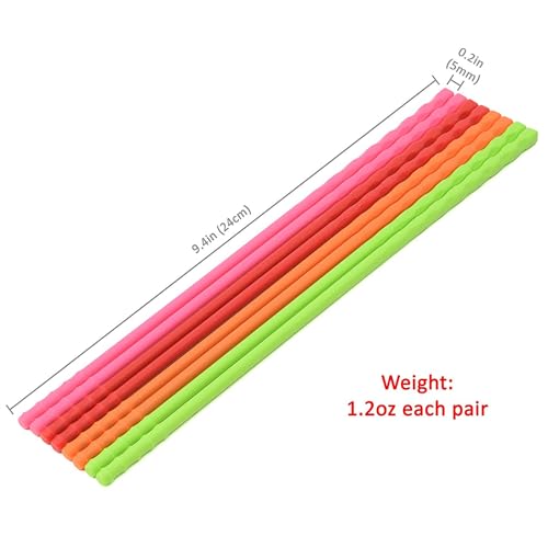 ( Set of 4 ) Kitchen Reusable 9.4 in Non Slip Silicone Cooking Chopsticks, Stainless Steel Core Reinforced, Reusable, Dishwasher Safe, Everyday Use, Camping, Party, Salad, Made in Korea (4 Colors)