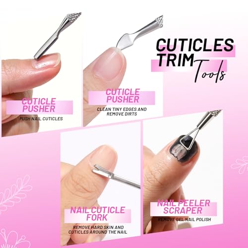 FANDAMEI Nail Buffers and Files, Nail Care Kit, Nail Cuticle Tools Set, Manicure Tools, Finger Nail File, Nail Buffer Block, Cuticle Nippers, Ingrown Toenail Tools - color: Pink