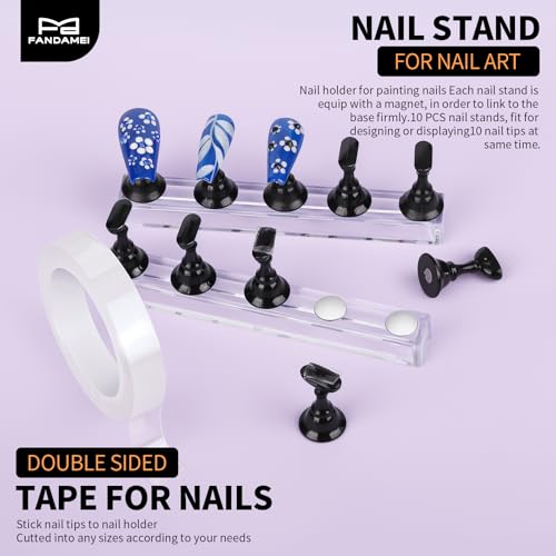 FANDAMEI Nail Art Tools, Nail Stuff, Nail Supplies, Nail Stand, Nail Brush - color: Black