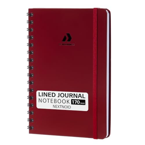 Nextnoid A5 Lined Spiral Notebook - 170 Pages, College Ruled, Wine Red - color: y-Wine Red