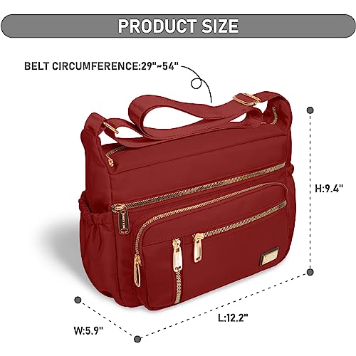 NPBAG Crossbody Bag for Women, Shoulder Purse Handbag Messenger Bag, Trendy Pocketbooks, Waterproof and Multi-Pockets - color: Red