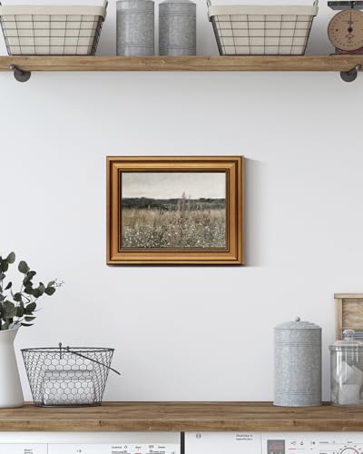 HUARCEY Gold Framed Canvas Wall Art, Vintage Wildflower Prints, 8x10 Inch - color: Champ Fleuri, size: 10"L x 8"W