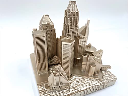 ZIZO Modern The World Landmarks Model Buildings City Skyline Statue for Home Decor for Boy Friends Gold 4" (Baltimore) - color: Baltimore