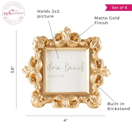 Kate Aspen Gold Baroque Royale Place Card & Photo Frame Set - 6 Count Decorative Wedding Registry Holders - style: Baroque