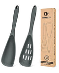 BUNDLEPRO Silicone Cooking Spoons for Nonstick Cookware, One-Piece, 2 Pack - color: Gray