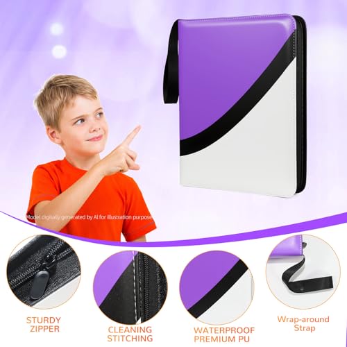 Premium Trading Card Binder, 9 Pocket Trading Card Binder for Pokemon TCG - color: Purple, size: Extra Large