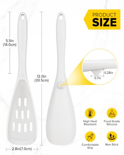 BUNDLEPRO Silicone Cooking Spoons for Nonstick Cookware, One-Piece, 2 Pack - color: White