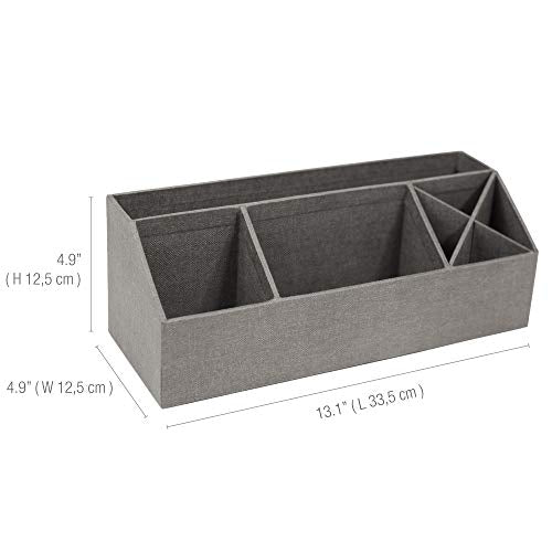 Bigso Elisa Desktop Organizer - Durable Office Desk Organizer with 7 Compartments for Office Supplies and Accessories - 13.1 in x 4.9 in x 4.9 in - Canvas Gray - color: Canvas Gray