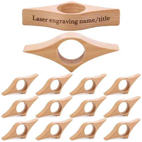 Resurhang 12 Pcs Wood Thumb Book Page Holder for DIY, Beech Wood, Grid - color: Beech Wood, size: Grid Style