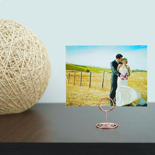 Jofefe 20pcs Mini Place Card Holders, Cute Table Number Holders, Small Table Card Holder Tables Number Stands, Wire Photo Picture Menu Clips for Wedding centerpieces, Anniversary Party (Rose Gold) - color: Rose Gold